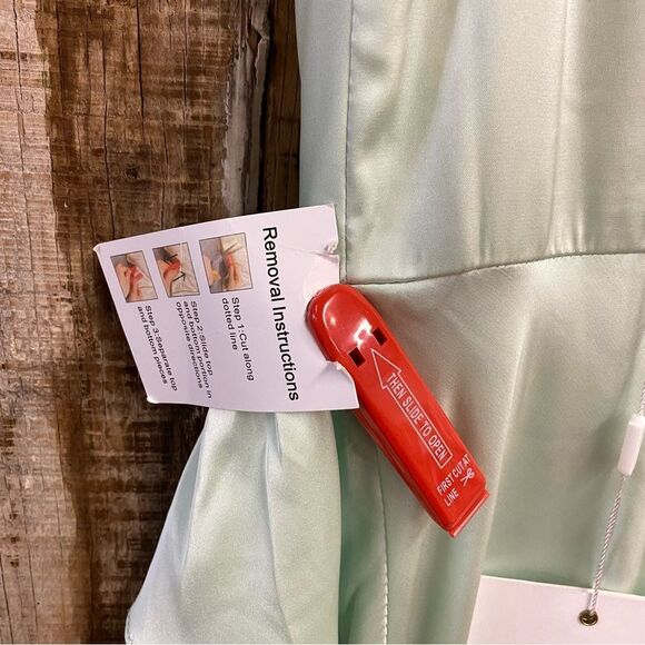 Mac Duggal Light Green Satin Ruffled Asymmetrical Gown slip dress maxi NWT 4 - Picture 12 of 14